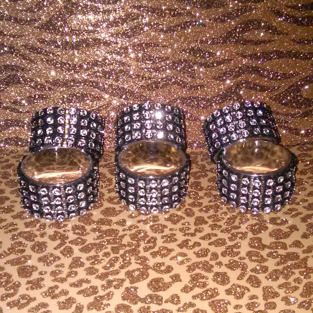 Napkin rings 6pc Silver/Silver Custom-NEW